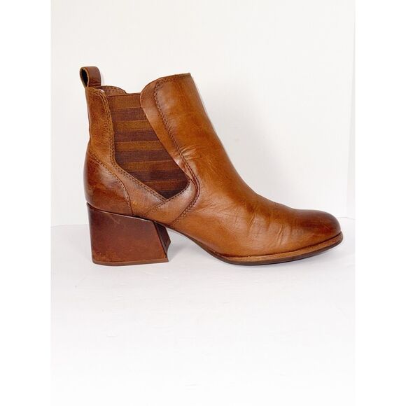 Kork Ease Albin Ankle Boot Pull On Brown Leather Bootie Chelsea Chunky Heel 8.5 - Picture 9 of 15